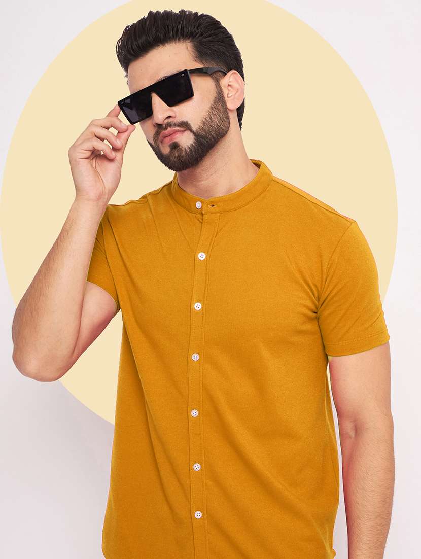 men solid short sleeves casual shirt - 21705479 -  Standard Image - 1