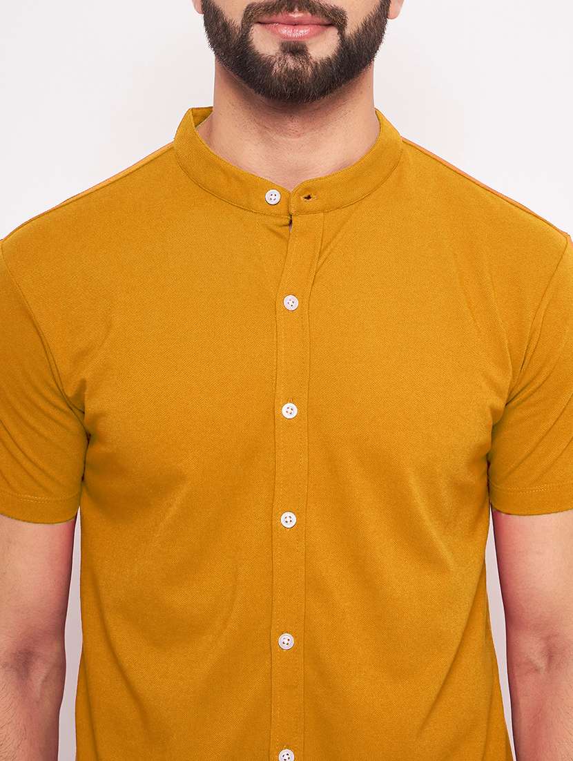 men solid short sleeves casual shirt - 21705479 -  Standard Image - 4