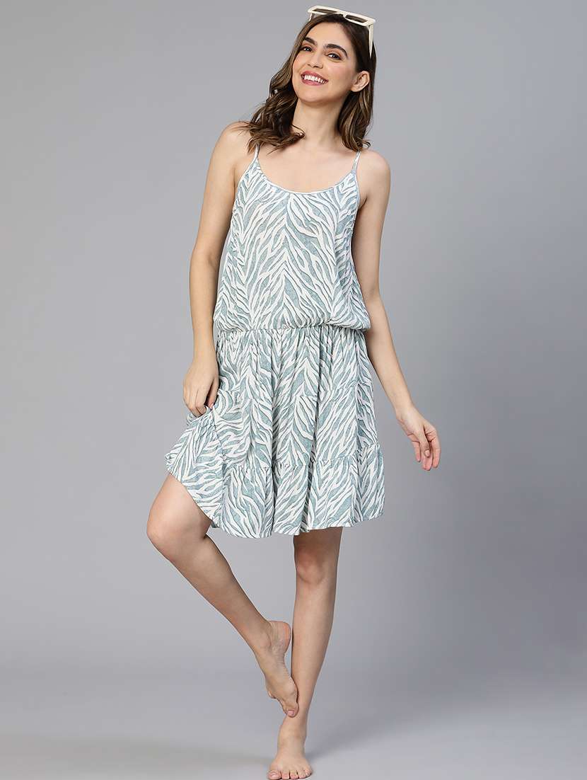 women printed shoulder strap tiered dress - 21705508 -  Standard Image - 6