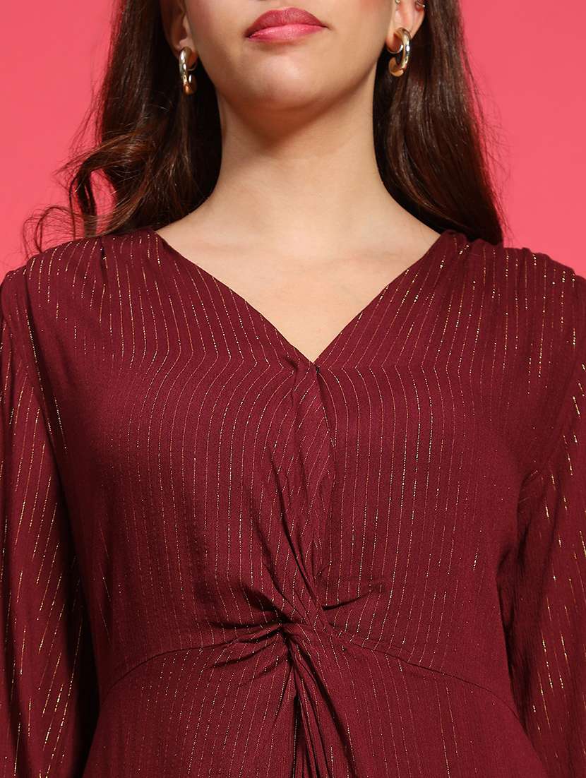 women self designed puff sleeves a-line dress - 21705512 -  Standard Image - 6