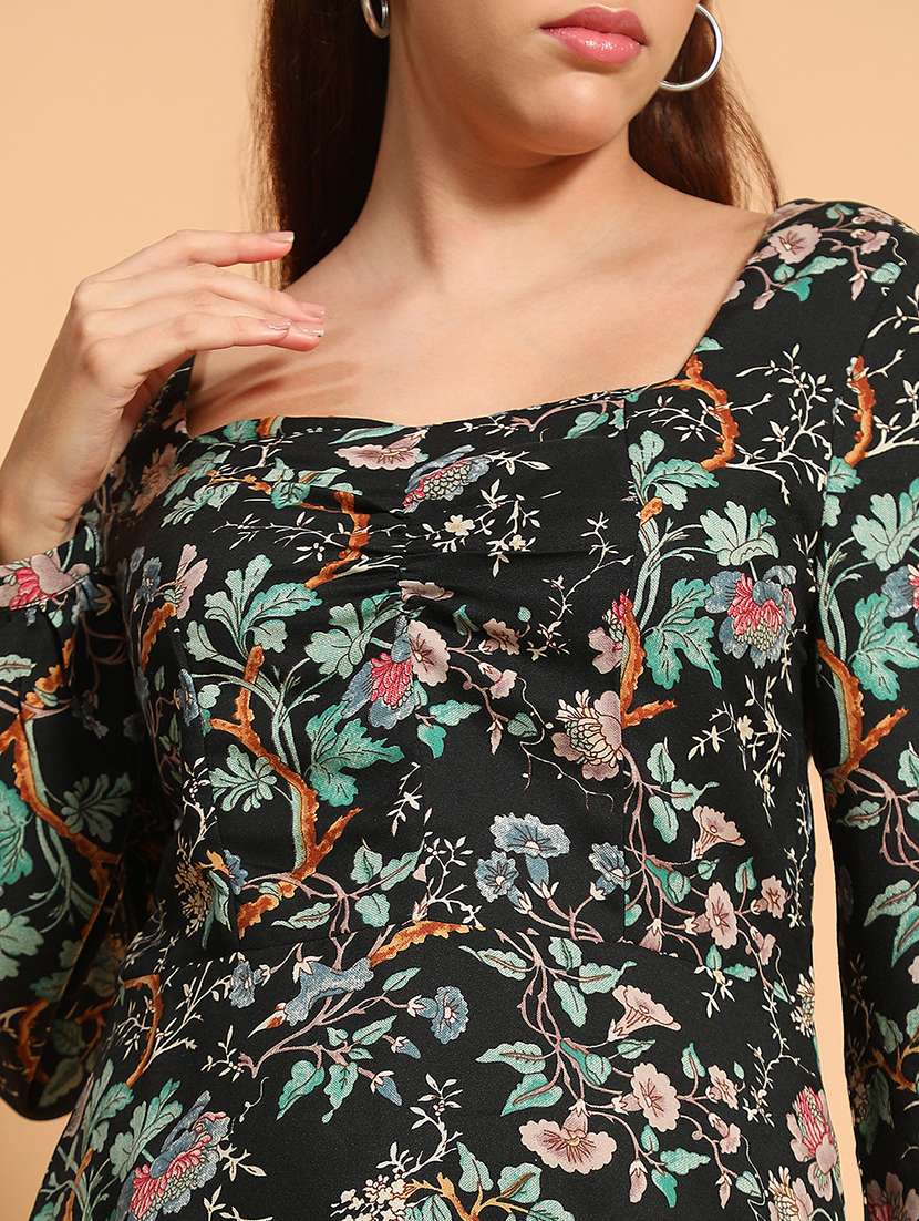 women floral print puff sleeves a-line dress - 21705513 -  Standard Image - 6