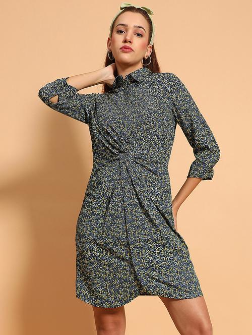 women printed collared straight dress - 21705519 - Standard Image - 0