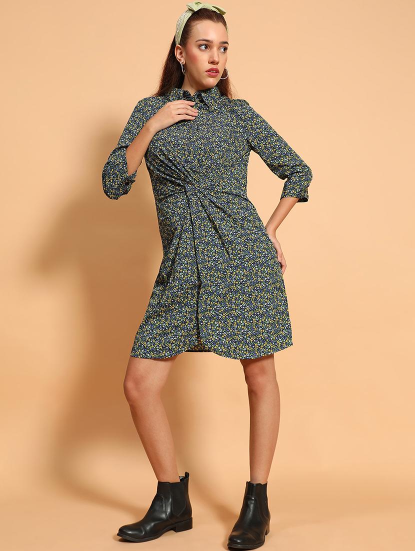 women printed collared straight dress - 21705519 - Standard Image - 4