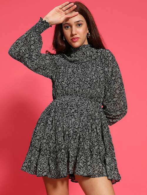 women floral print long sleeve tiered dress - 21705524 - Standard Image - 0