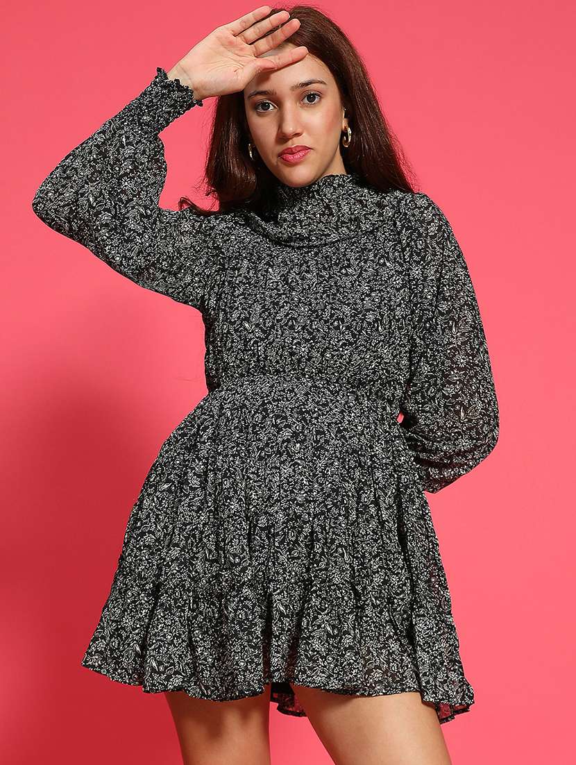 women floral print long sleeve tiered dress - 21705524 - Zoom Image - 0