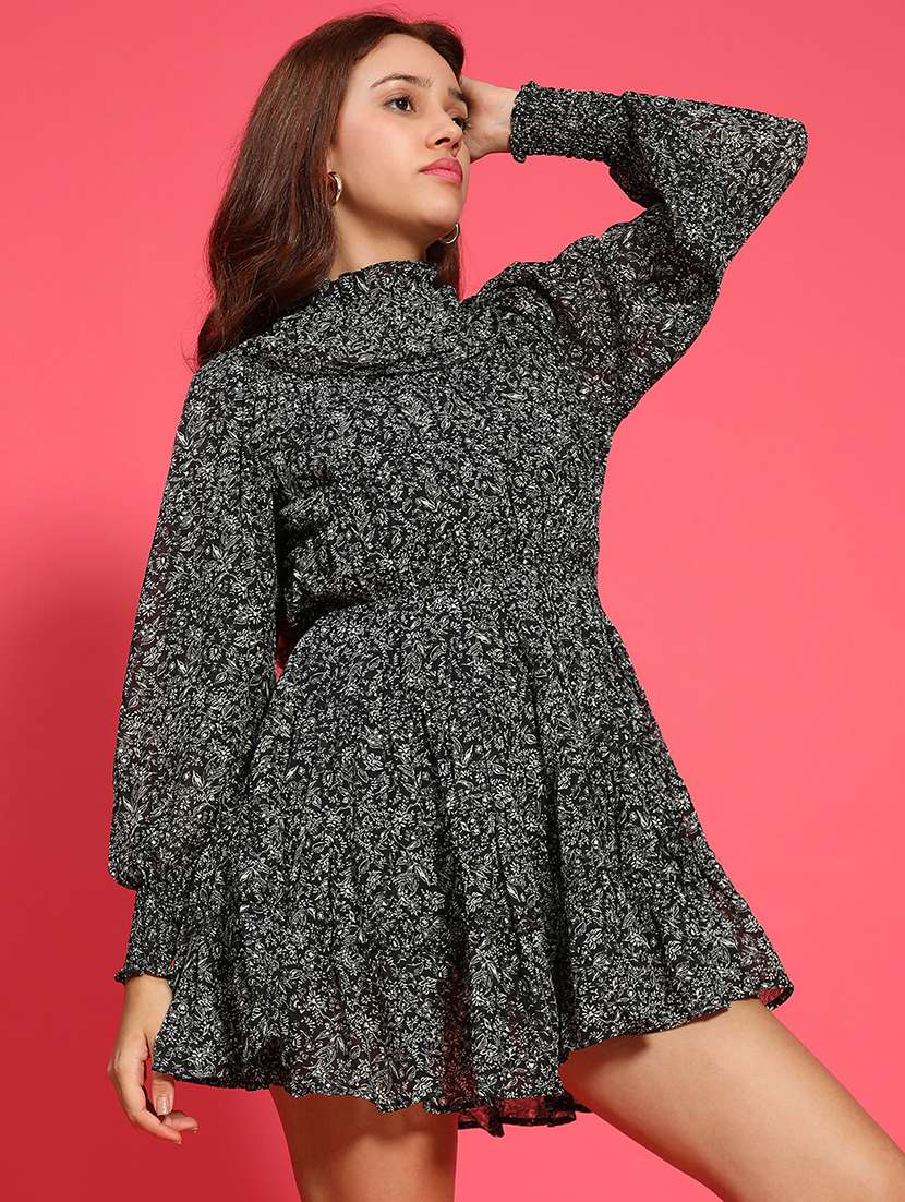 women floral print long sleeve tiered dress - 21705524 -  Standard Image - 1