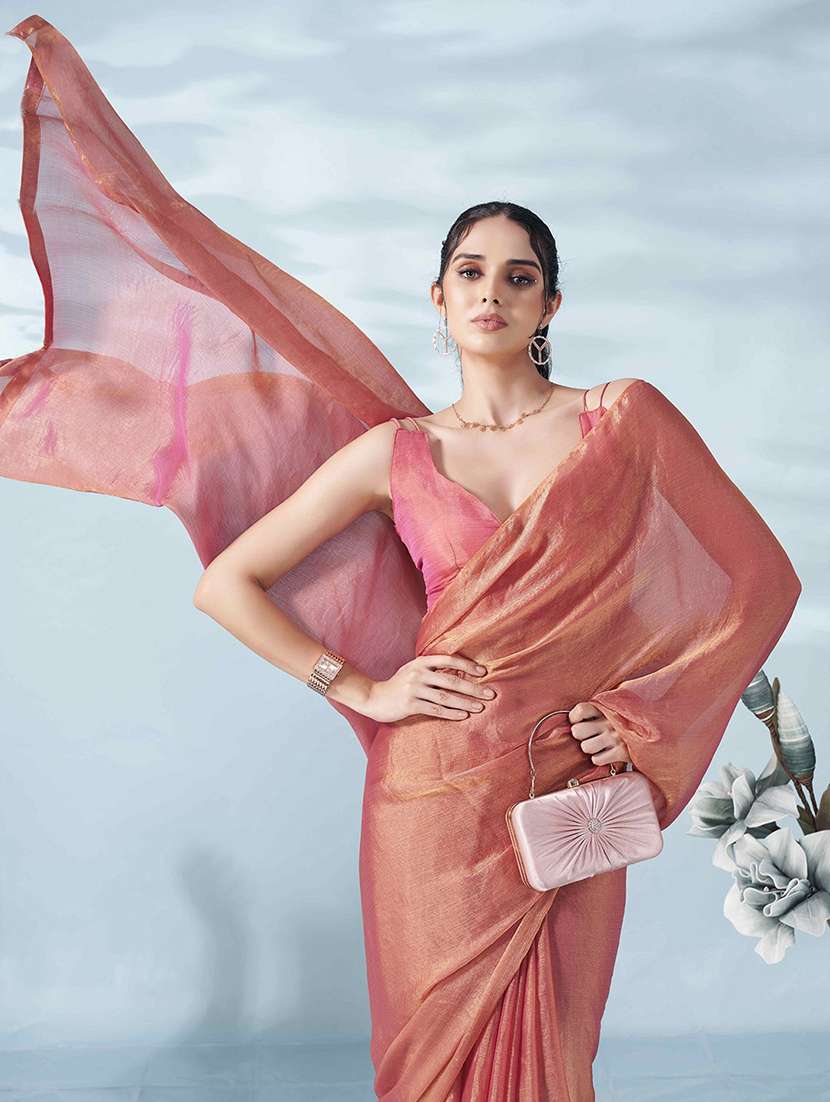 women solid party wear saree with blouse - 21705542 -  Standard Image - 4