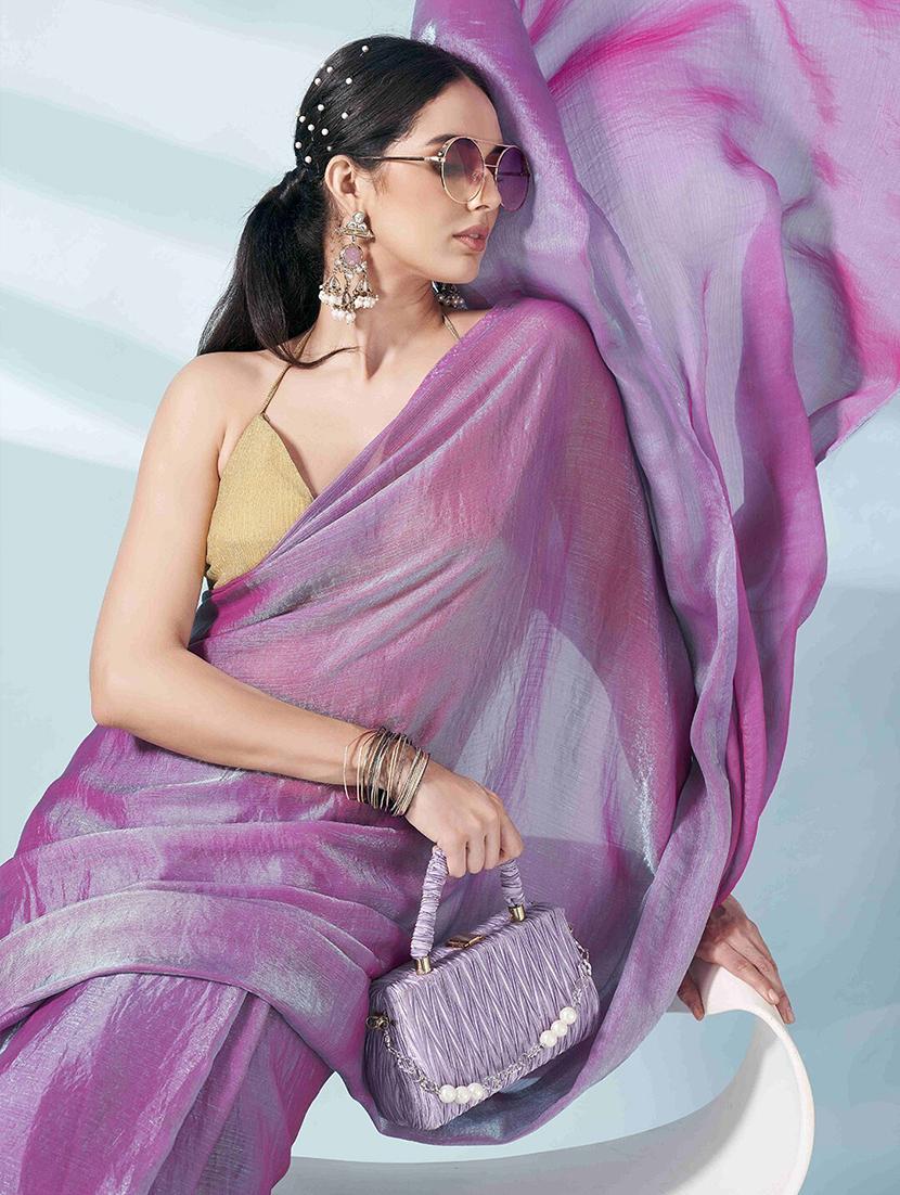 women solid party wear saree with blouse - 21705545 - Standard Image - 4