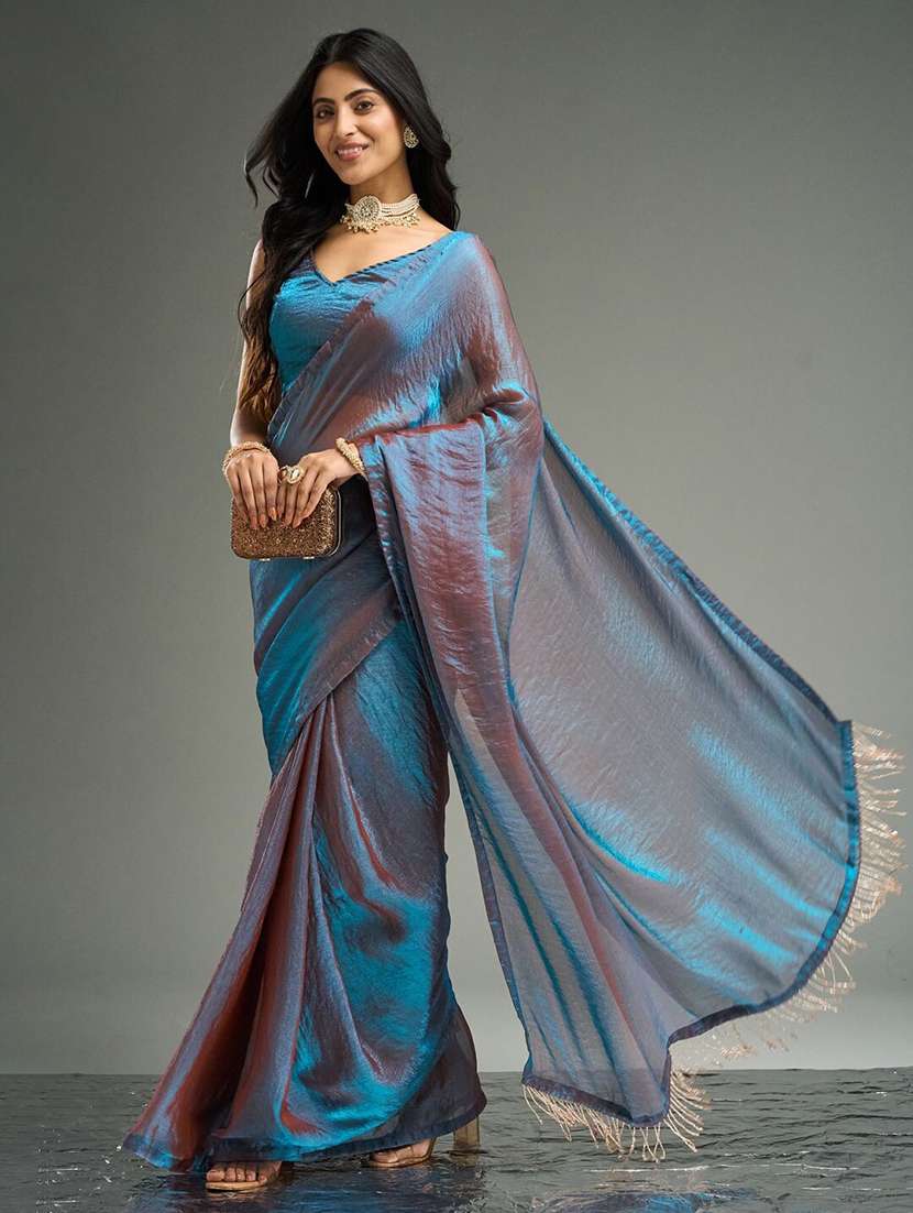 women solid party wear saree with blouse - 21705546 -  Standard Image - 1
