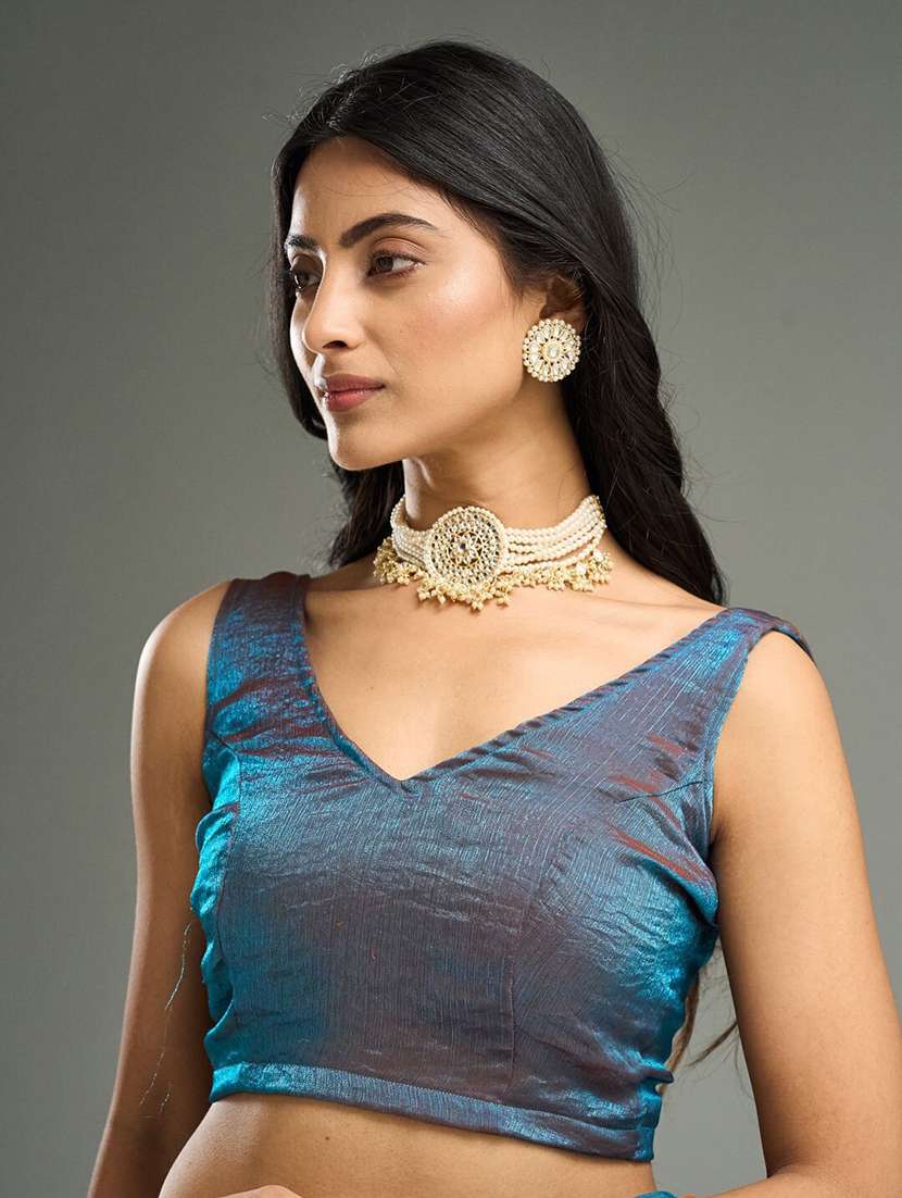 women solid party wear saree with blouse - 21705546 - Standard Image - 4