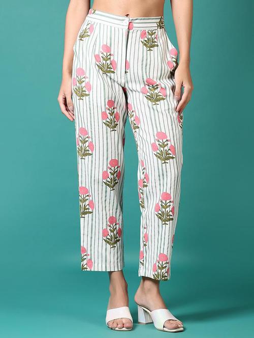 women printed mid rise ankle length trouser - 21705588 -  Standard Image - 0