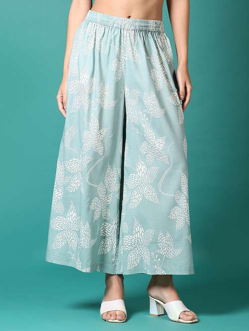 women printed mid rise flared palazzo - 21705590 -  Standard Image - 0