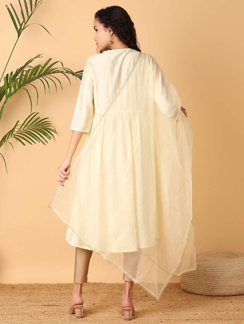 women mirror work v neck a-line kurta - 21705600 -  Standard Image - 4