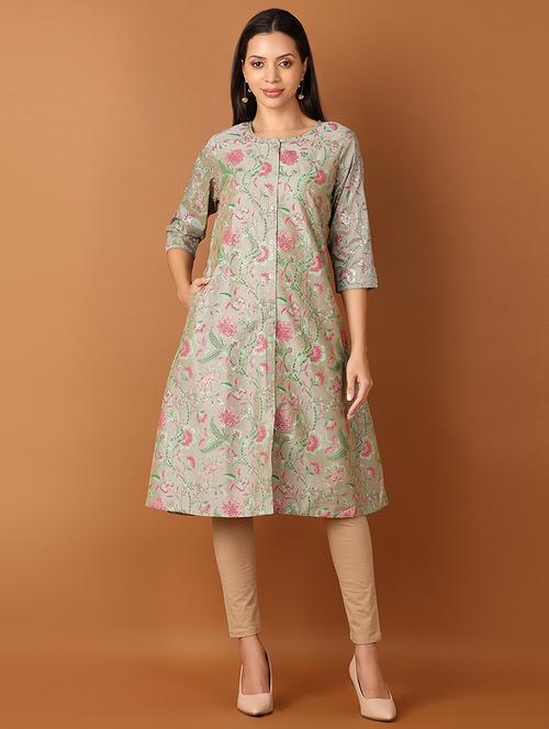 women floral printed round neck a-line kurta - 21705603 -  Standard Image - 0