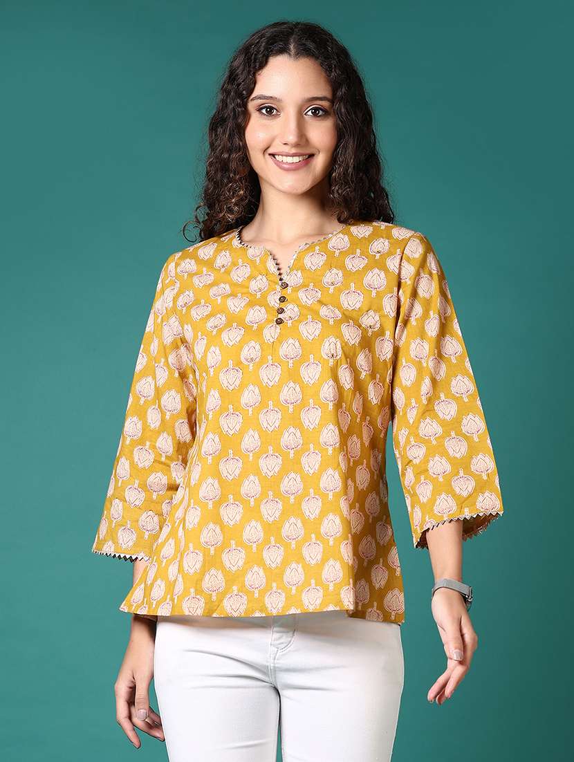 women floral printed notch neck straight top - 21705616 - Zoom Image - 0