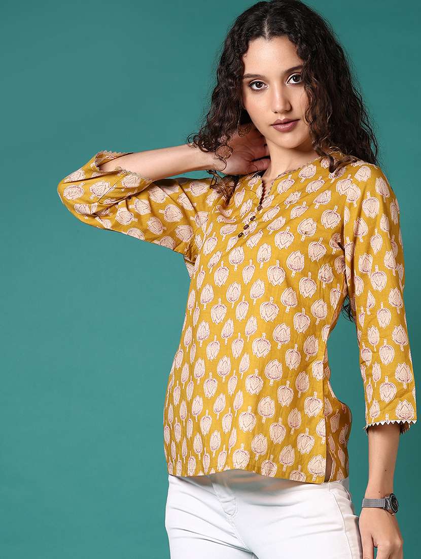 women floral printed notch neck straight top - 21705616 -  Standard Image - 1