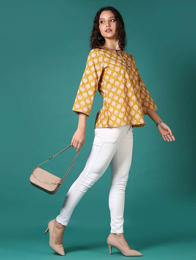 women floral printed notch neck straight top - 21705616 - Standard Image - 4