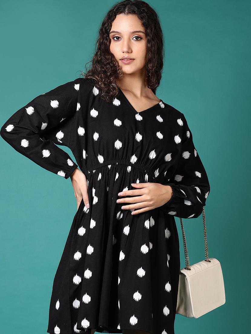 women printed long sleeves a-line dress - 21705620 - Standard Image - 4