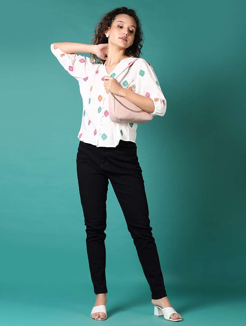 women embroidered puff sleeves regular top - 21705631 -  Standard Image - 4