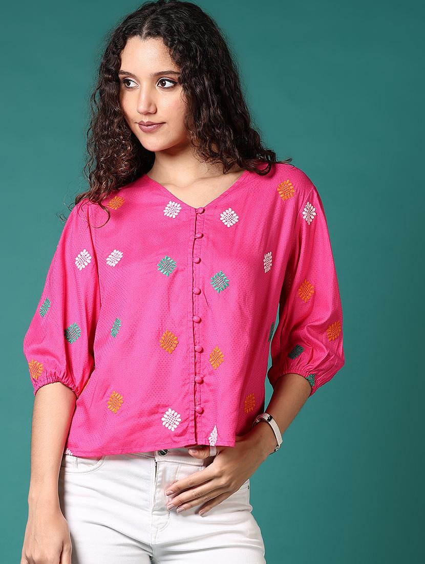 women embroidered puff sleeves top - 21705632 -  Standard Image - 1