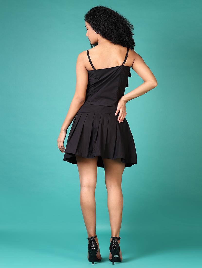 women black solid shoulder strap crop top - 21705639 - Standard Image - 4