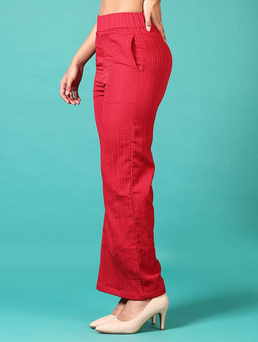 women mid rise solid wide leg trouser - 21705644 -  Standard Image - 1