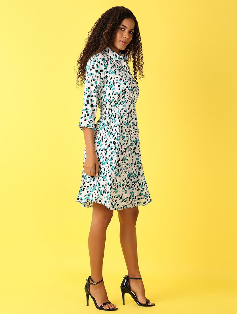 women printed collared a-line dress - 21705652 -  Standard Image - 1