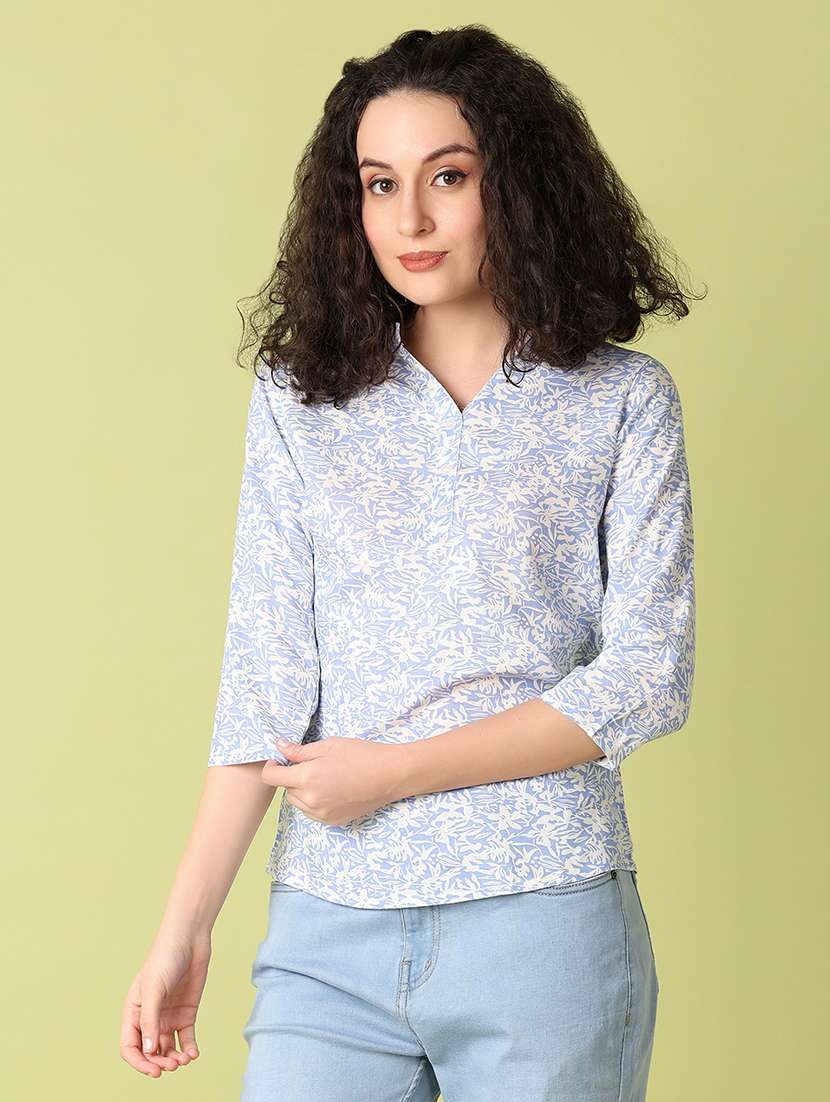 women printed three quarter sleeves regular top - 21705669 -  Standard Image - 1