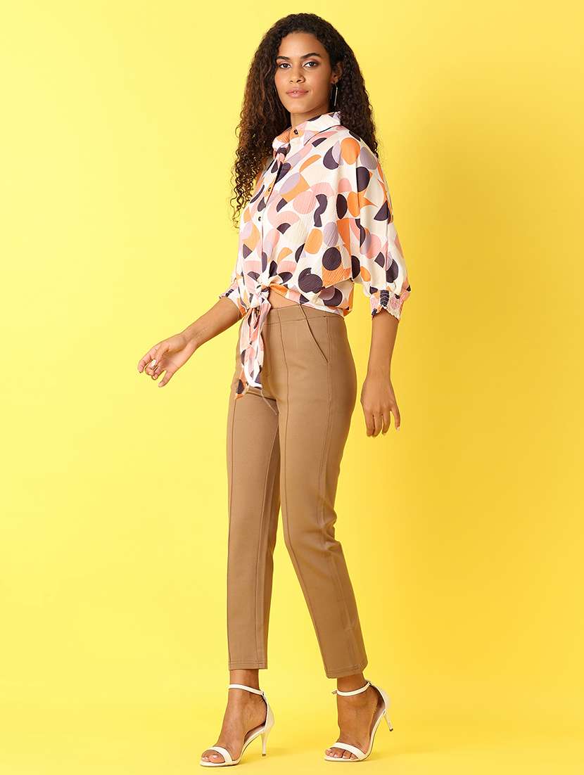 women printed collared puff sleeves shirt - 21705673 -  Standard Image - 4