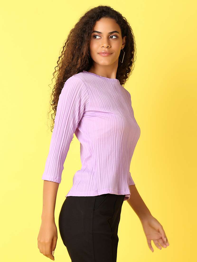 women solid round neck regular top - 21705674 - Standard Image - 1