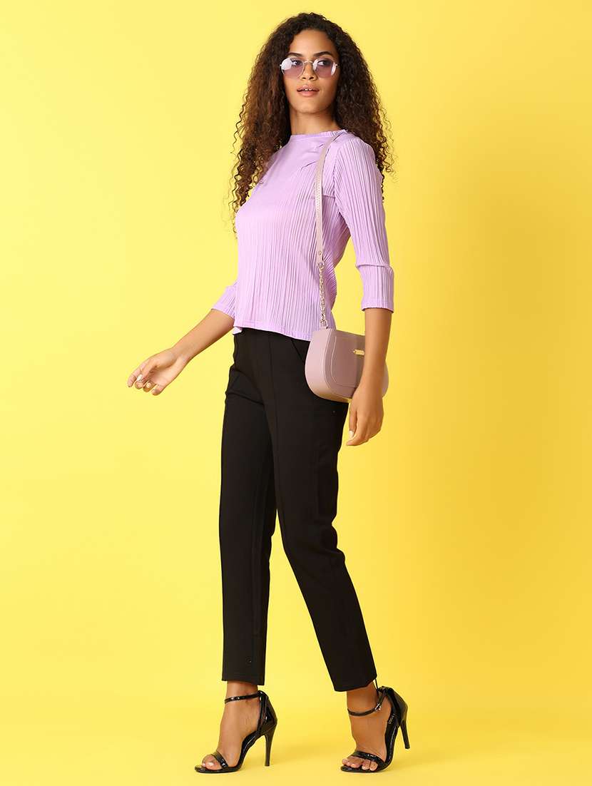 women solid round neck regular top - 21705674 - Standard Image - 4
