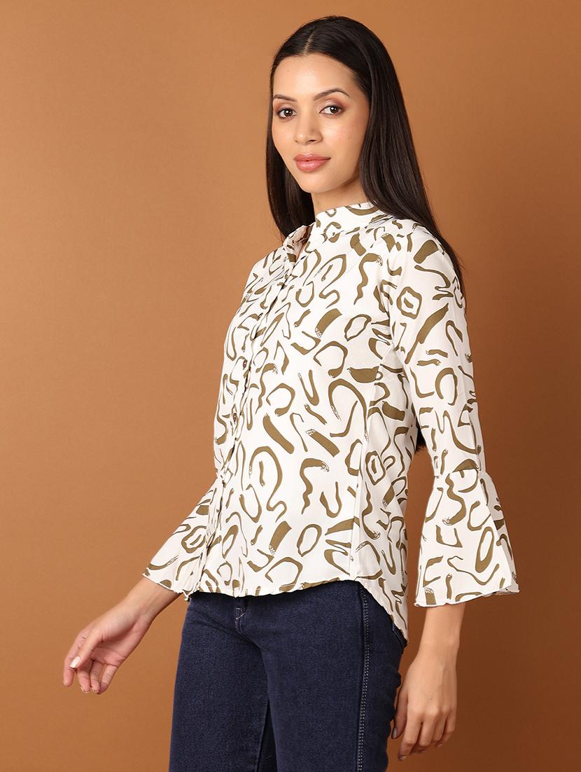 women printed mandarin neck regular top - 21705675 -  Standard Image - 1