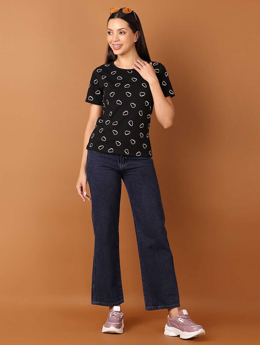 women black printed short sleeve t-shirt - 21705689 - Standard Image - 4