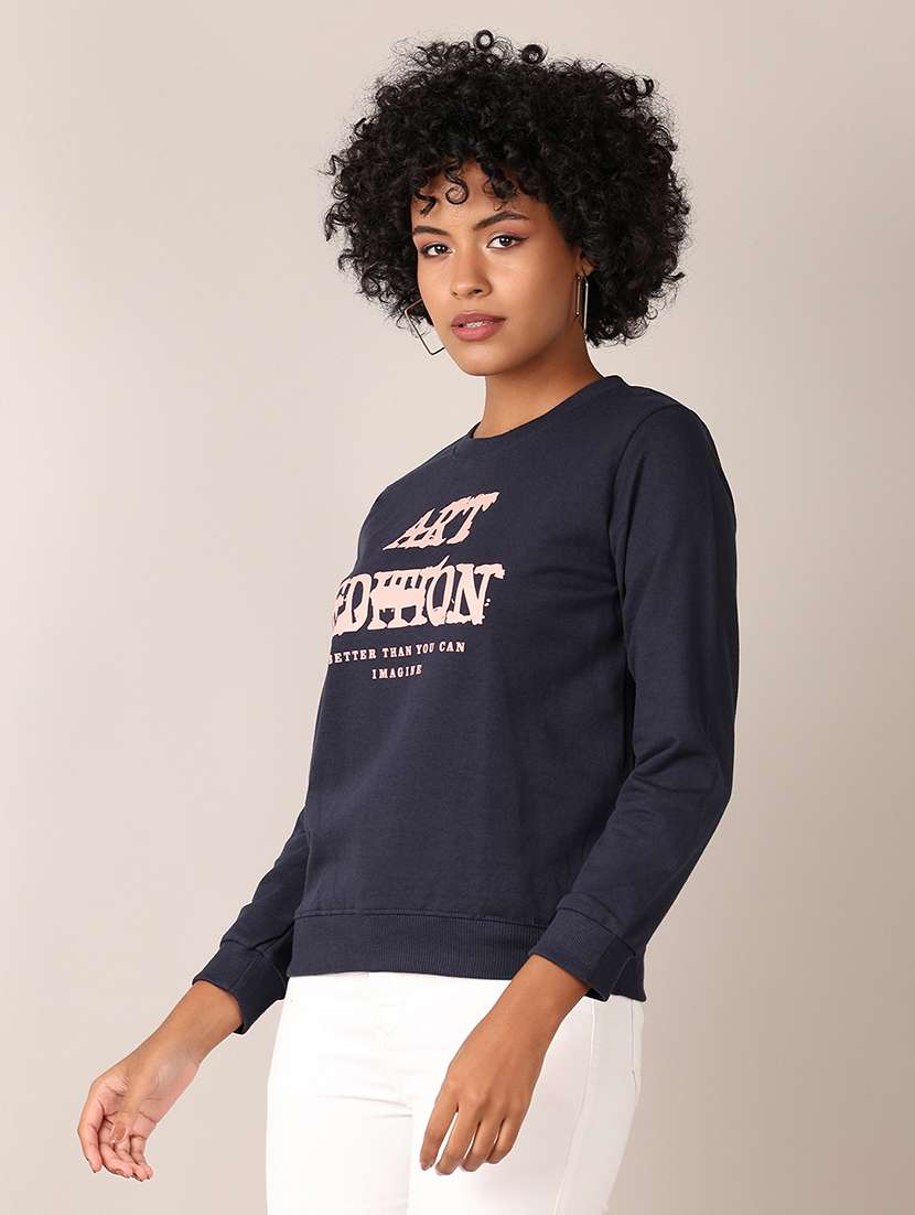 women chest print long sleeve sweatshirt - 21705690 -  Standard Image - 1