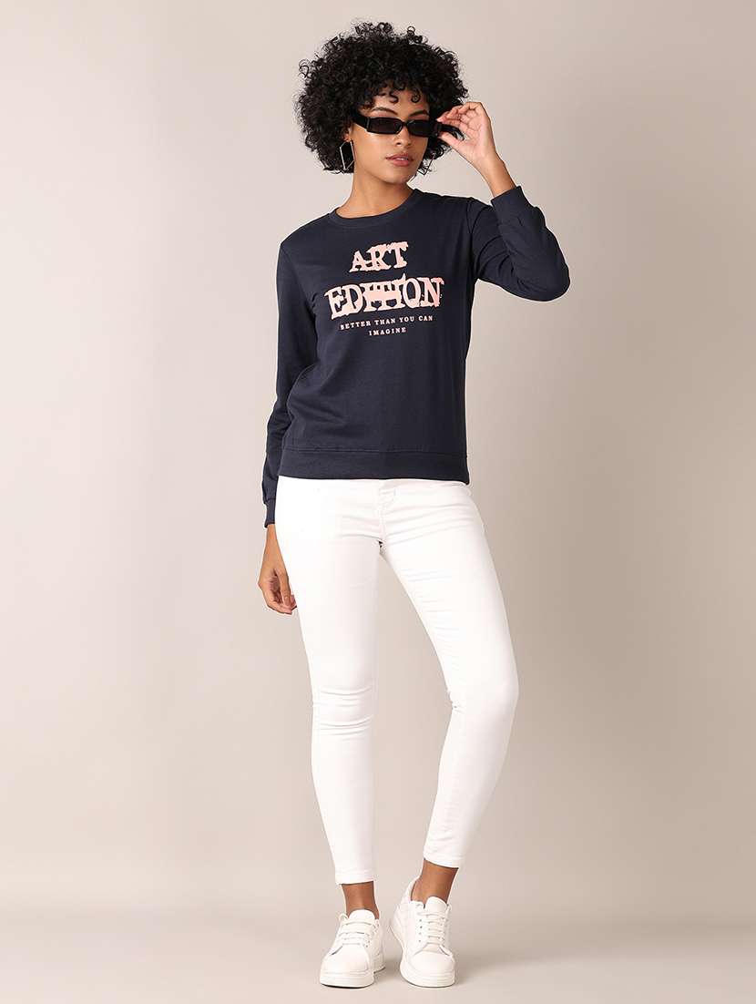 women chest print long sleeve sweatshirt - 21705690 -  Standard Image - 4