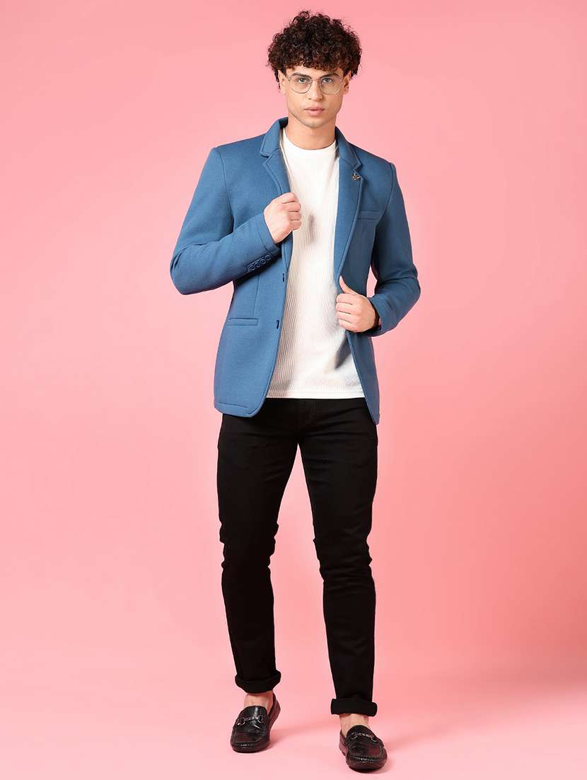 men solid lapel collar single breasted casual blazer - 21705751 -  Standard Image - 4