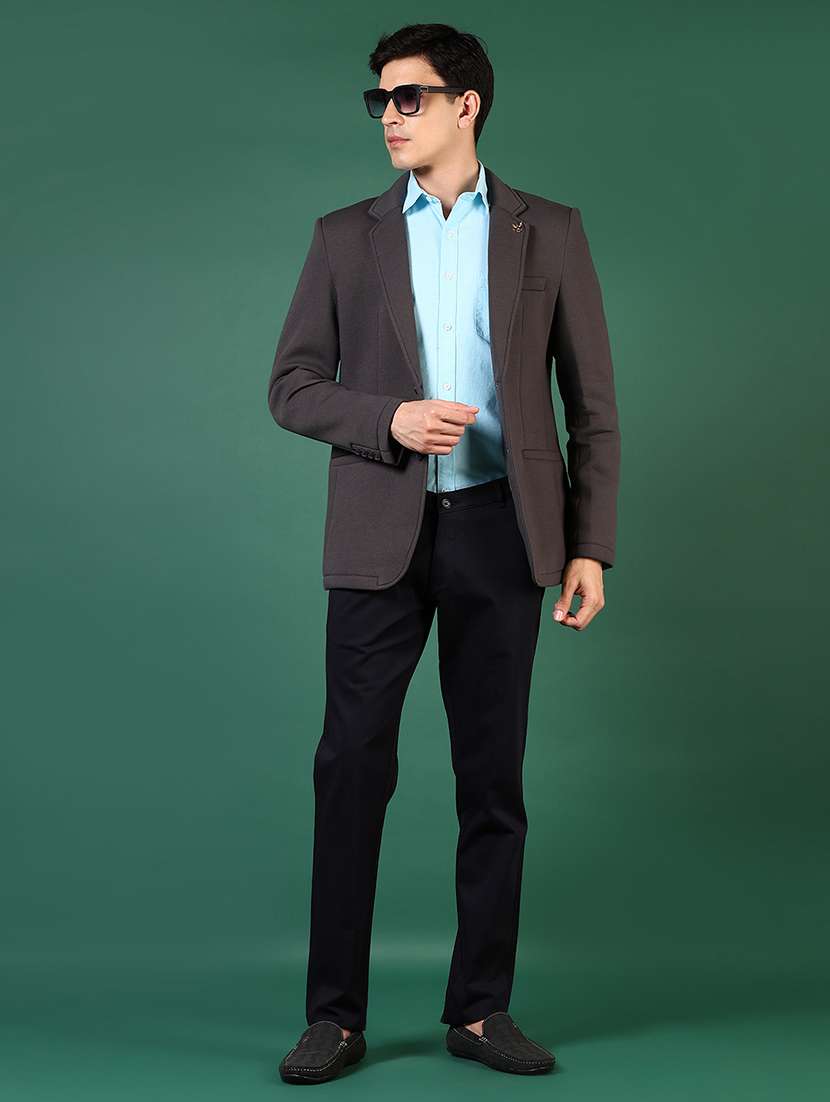 men solid lapel collar single breasted casual blazer - 21705752 -  Standard Image - 4