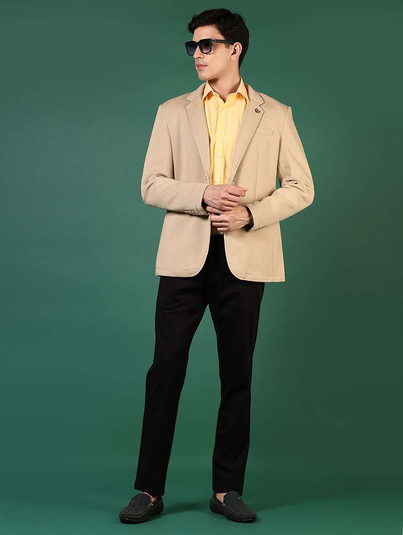 men solid lapel collar single breasted casual blazer - 21705753 -  Standard Image - 4