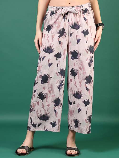 women printed mid rise straight palazzo - 21705769 -  Standard Image - 0