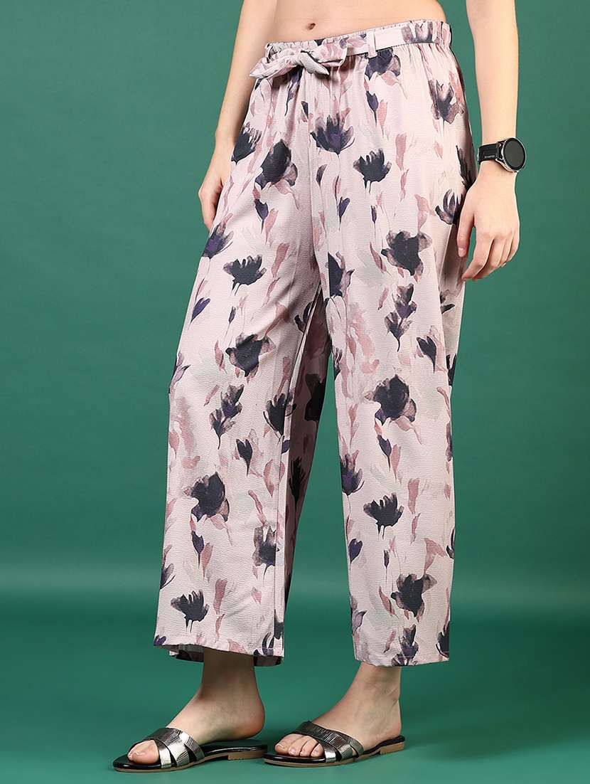 women printed mid rise straight palazzo - 21705769 -  Standard Image - 1