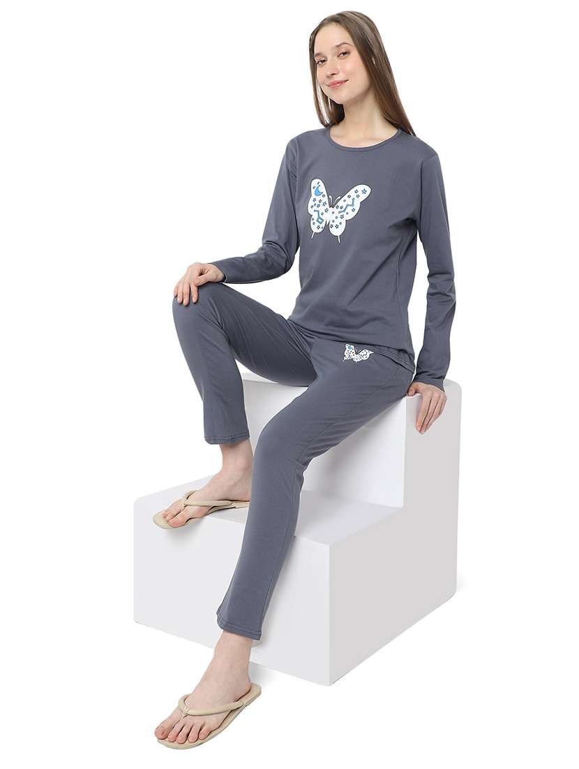 women chest print pyjama nightwear set - 21706232 -  Standard Image - 4