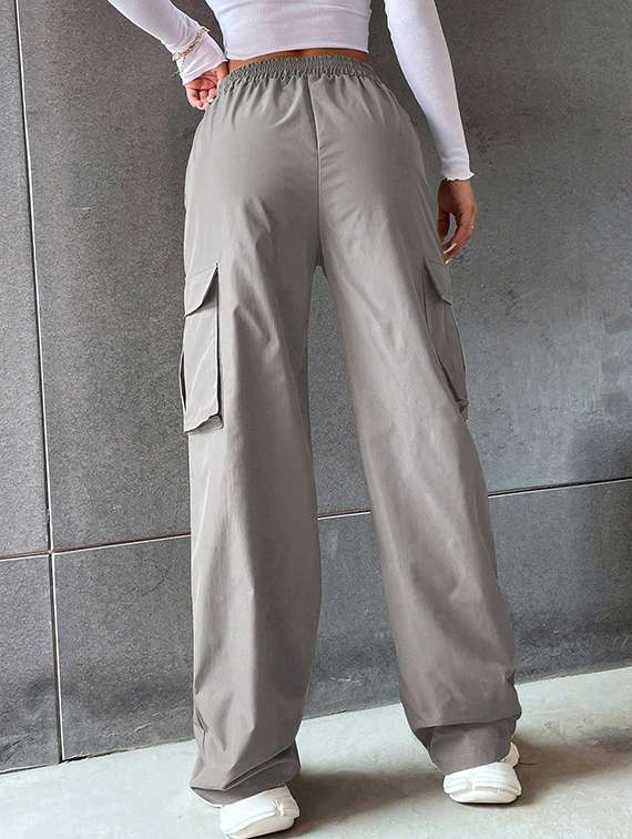 women solid high rise cargo - 21706235 -  Standard Image - 1