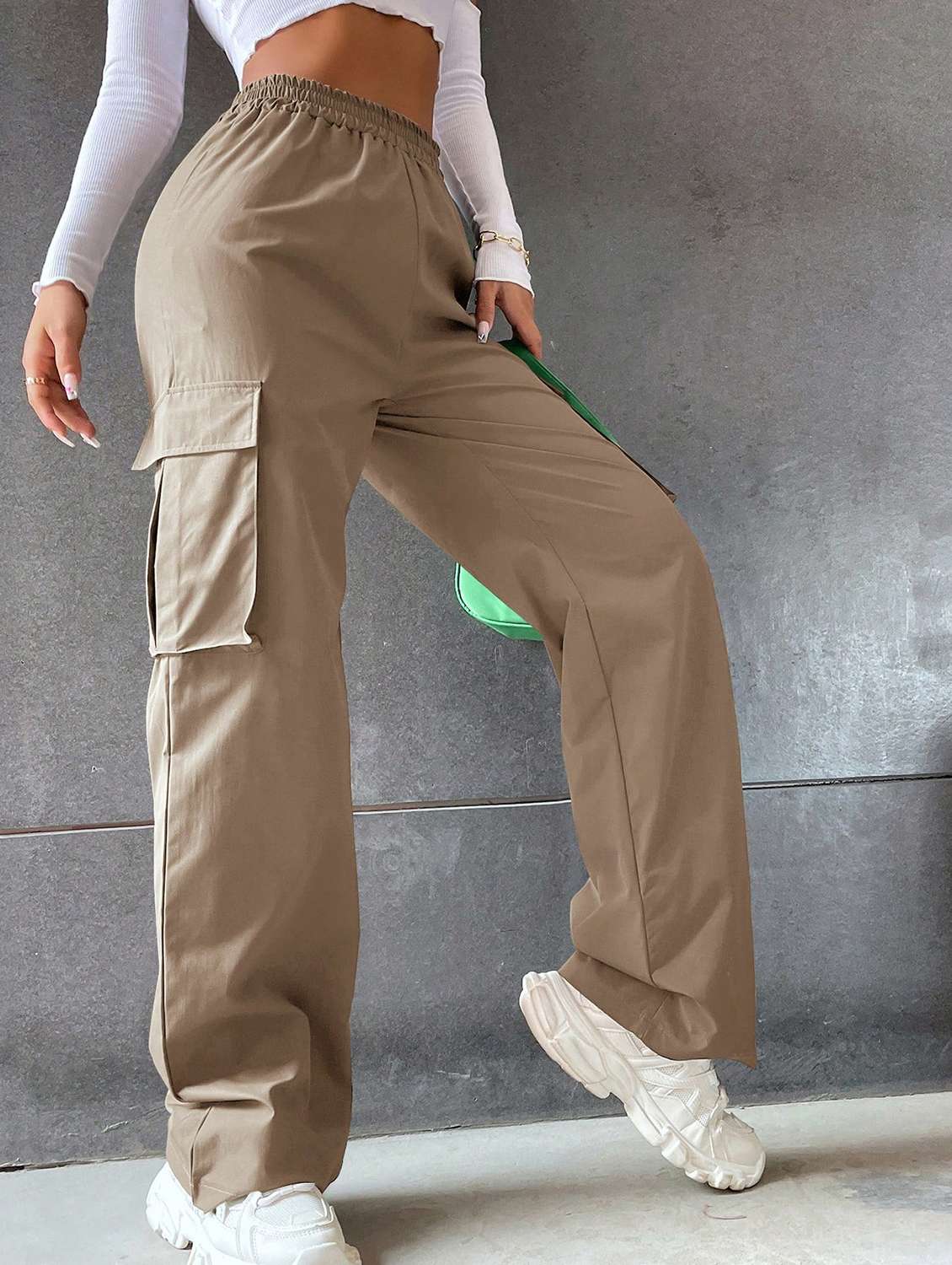 women high rise solid cargo - 21706237 - Standard Image - 1