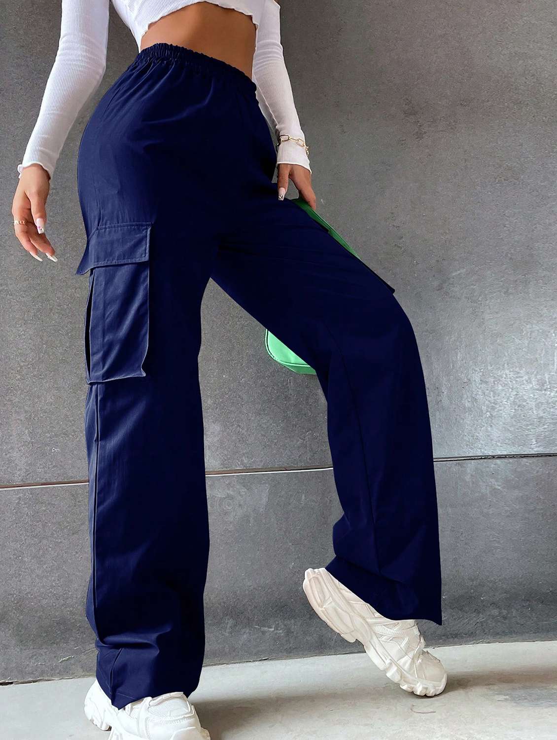 women high rise solid cargo - 21706243 -  Standard Image - 1