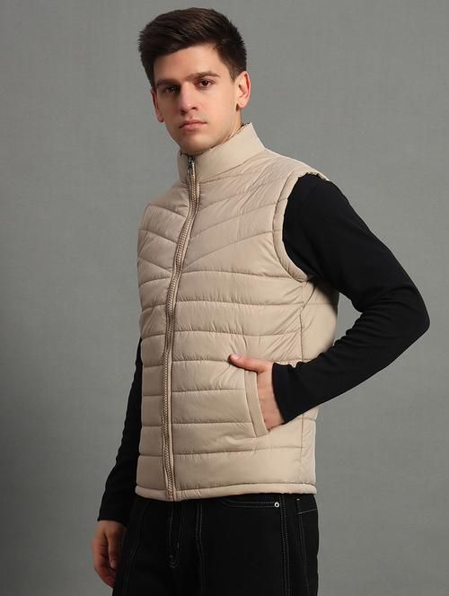 men sleeveless solid puffer jacket - 21706681 - Standard Image - 0