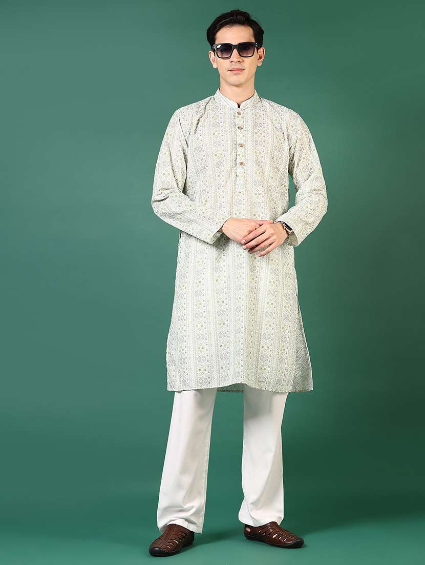 men printed long sleeves kurta pyjama set - 21706742 - Standard Image - 1