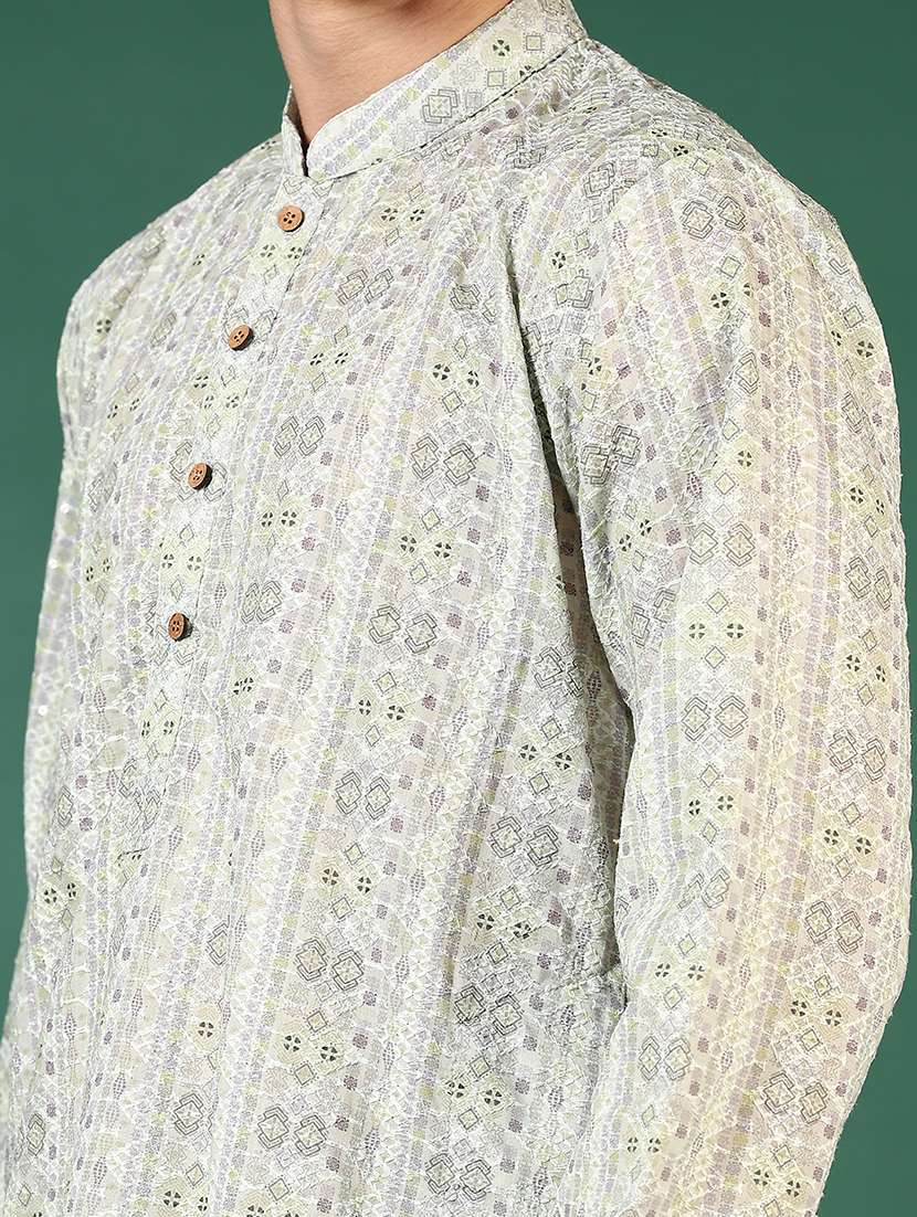 men printed long sleeves kurta pyjama set - 21706742 - Standard Image - 4