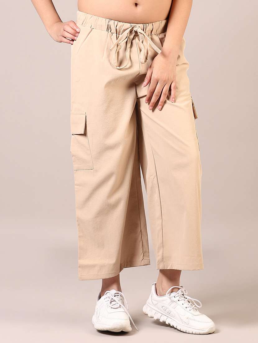girls solid mid rise cargo