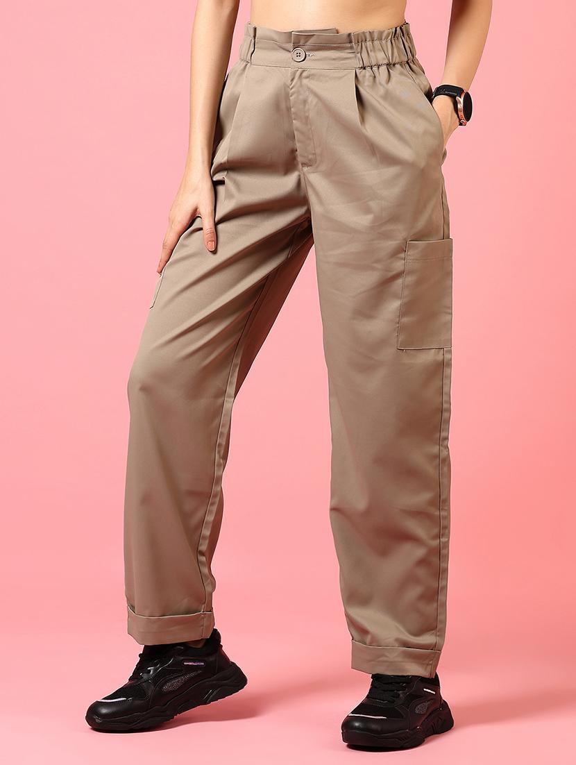women solid high rise straight trouser - 21706752 -  Standard Image - 1