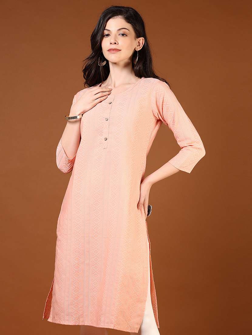 women printed round neck straight kurta - 21706769 -  Standard Image - 1